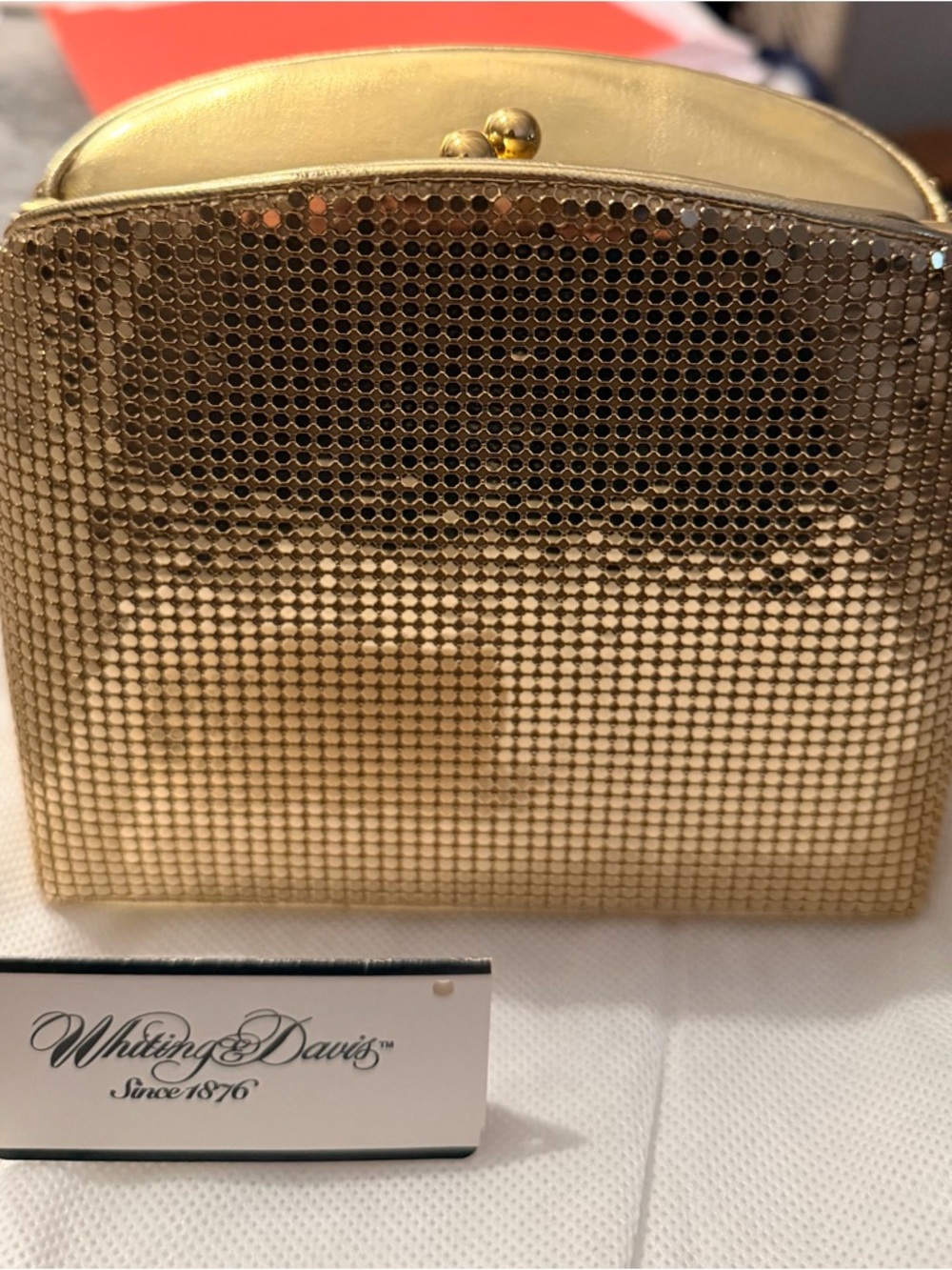 Whiting & Davis VINTAGE- Gold Mesh Evening Bag with Chain